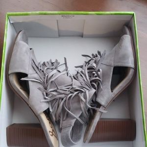 New/Never Worn Sam Edelman Gray Fringe Suede Sandles